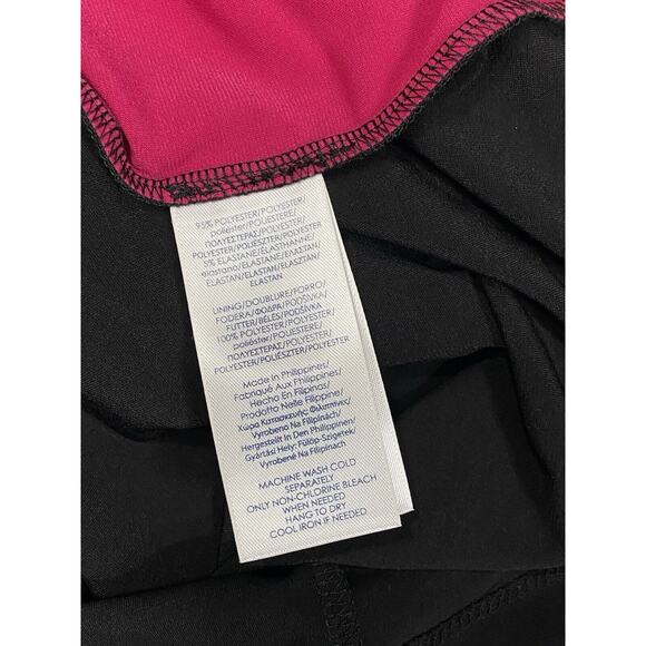 CHAPS Colorblock Dress Stretchy Ruched Side Small Fuchsia Black - Picture 5 of 8